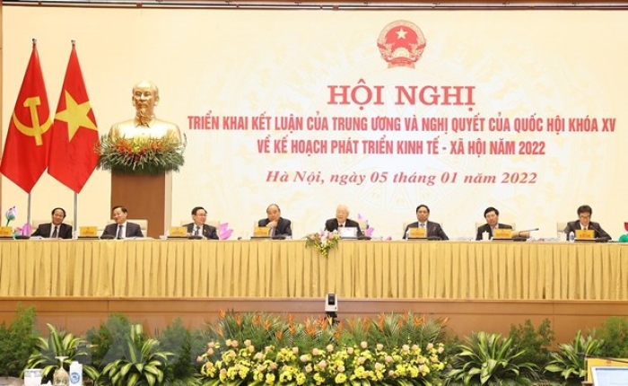 Tổng Bí thư Nguyễn Phú Trọng cùng các lãnh đạo Đảng, Nhà nước chủ trì Hội nghị Chính phủ với các địa phương triển khai kết luận của Trung ương và Nghị quyết của Quốc hội về kế hoạch phát triển kinh tế-xã hội năm 2022.
