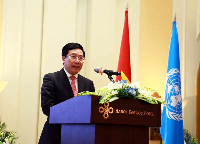 Phó Thủ tướng, Bộ trưởng Ngoại giao Phạm Bình Minh phát biểu tại lễ kỷ niệm 75 năm thành lập LHQ
